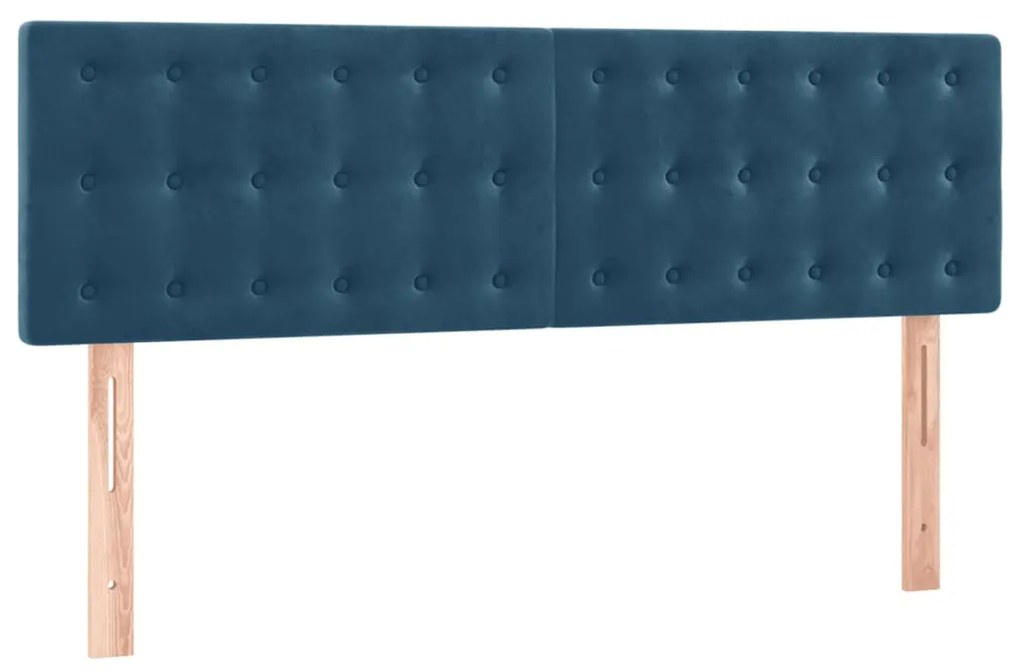 vidaXL Κρεβάτι Boxspring με Στρώμα Σκούρο Μπλε 140x190 εκ. Βελούδινο