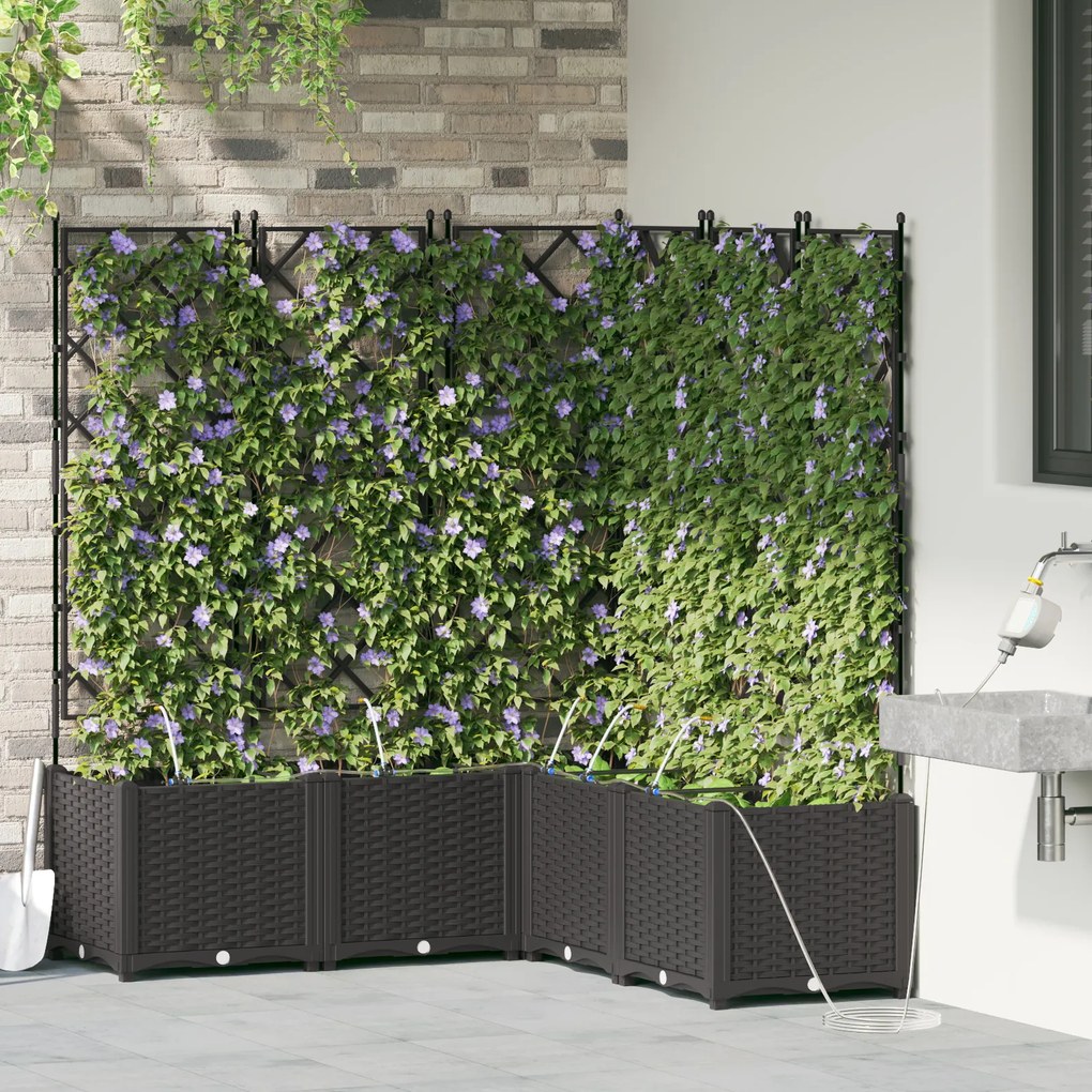vidaXL Γλάστρες Κήπου 1 τεμ Καφασωτό Μαύρο 120 x 120 x 142 cm Πλαστικό