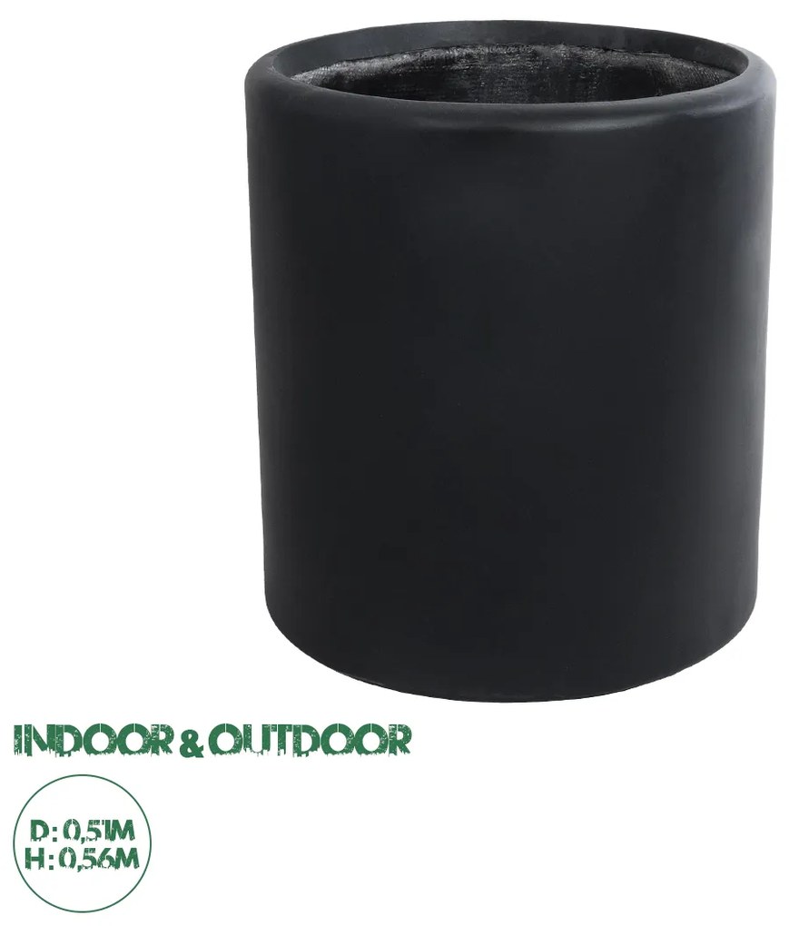 20699 GloboStar®  Artificial Garden PUEBLA 20699 Διακοσμητικό Πολυεστερικό Τσιμεντένιο Κασπώ Γλάστρα - Flower Pot Μαύρο Φ51 x Υ56cm