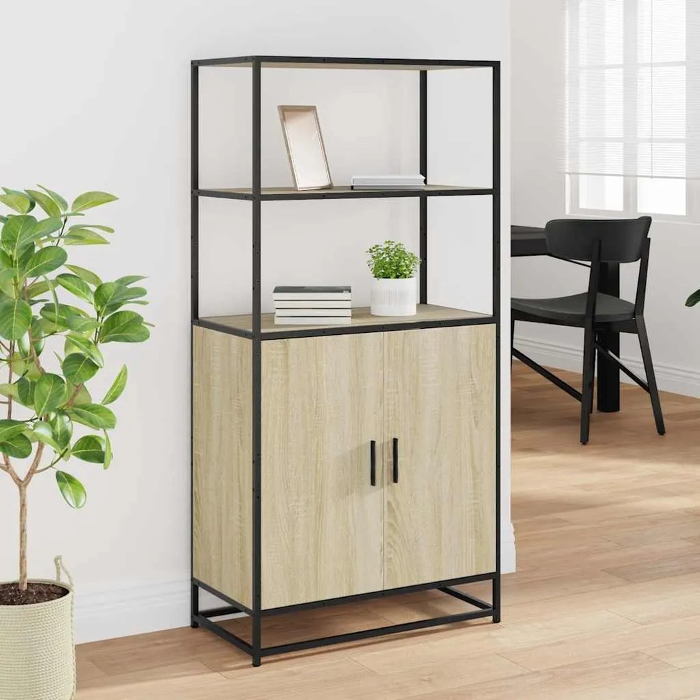 Highboard Δρυς sonoma 68x35x139 cm Επεξεργασμένο ξύλο μέταλλο - Καφέ