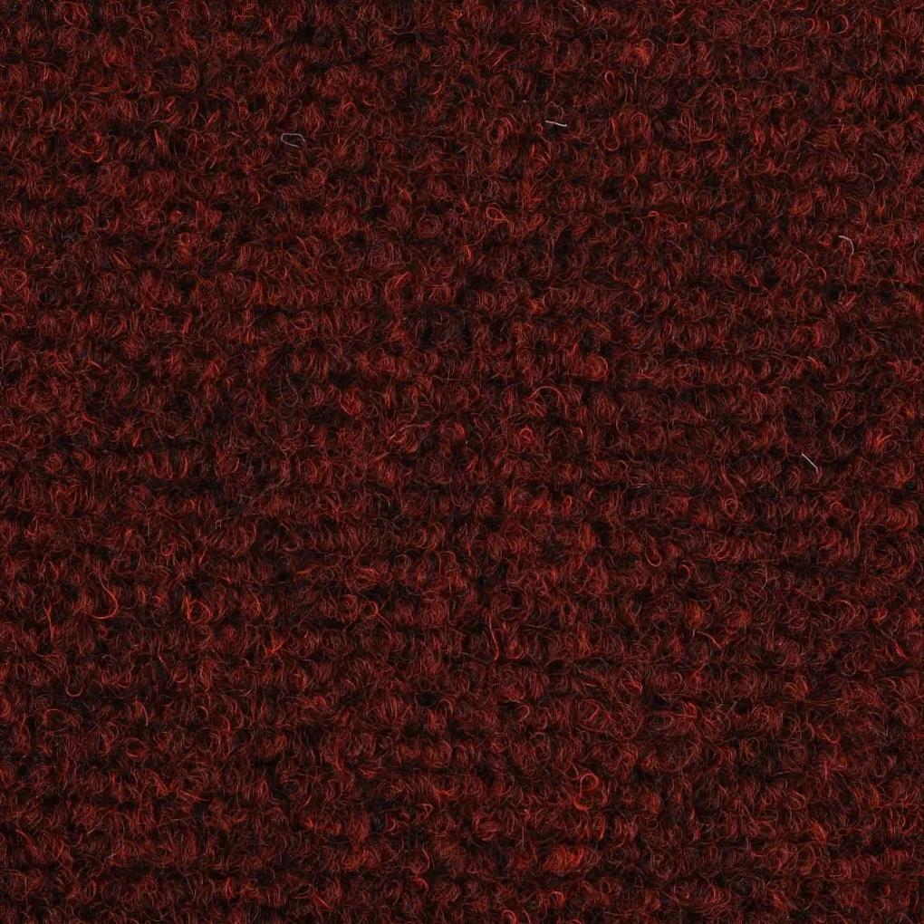 Πατάκια Σκάλας Αυτοκόλλητα 15τεμ Κόκκινα 56x17x3εκ Βελονιασμένο - Κόκκινο