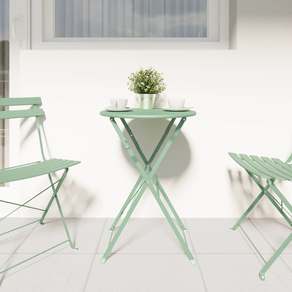 vidaXL Folding Garden Table Light Mint Ø50x71 cm Steel