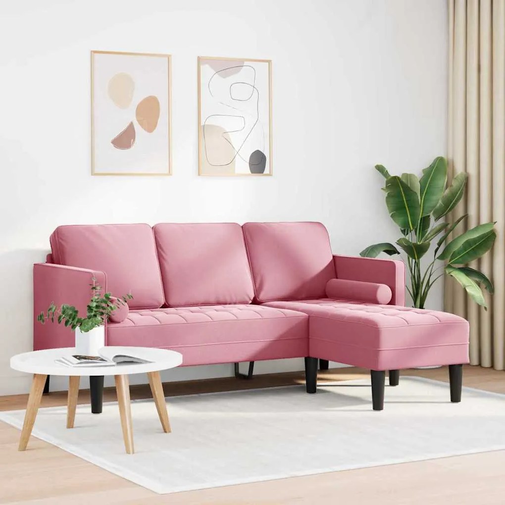 vidaXL Σετ Καναπέ Σκόνη Ροζ 173 x 131 x 67 εκ Βελούδο