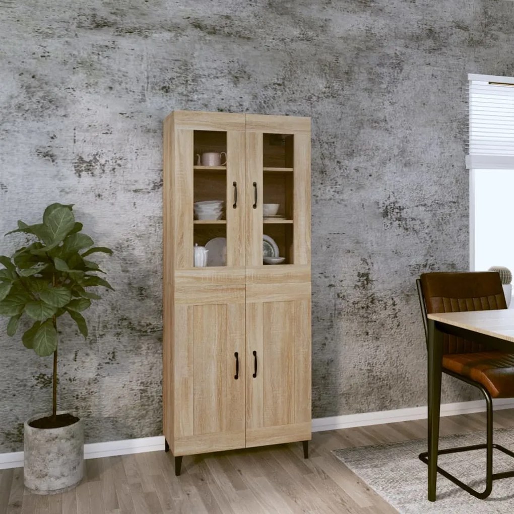 vidaXL Ντουλάπι Sonoma δρυς 69,5 x 34 x 180 εκ. από Επεξεργασμένο Ξύλο