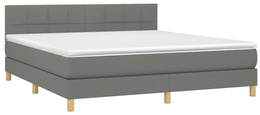 Κρεβάτι Boxspring με Στρώμα Σκούρο Γκρι 180x200 εκ Υφασμάτιν - Γκρι