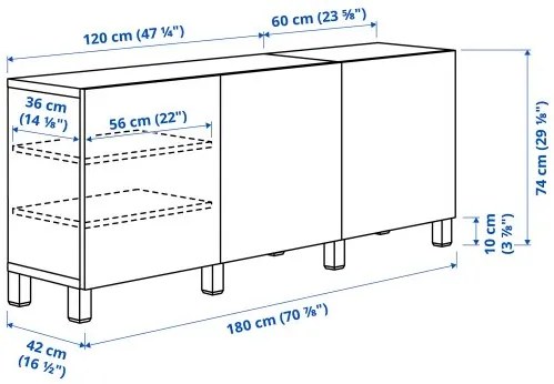 BESTÅ σύνθεση αποθήκευσης με πόρτες, 180x42x74 cm 295.693.41