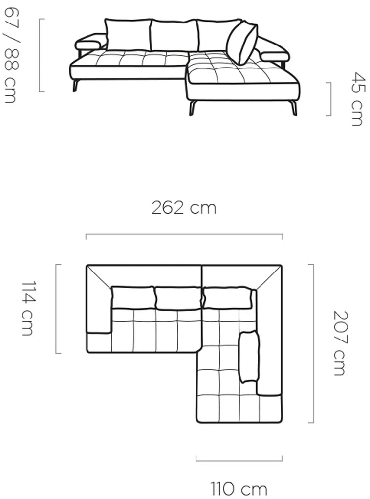 Γωνιακός καναπές Model-Gkri-Δεξιά