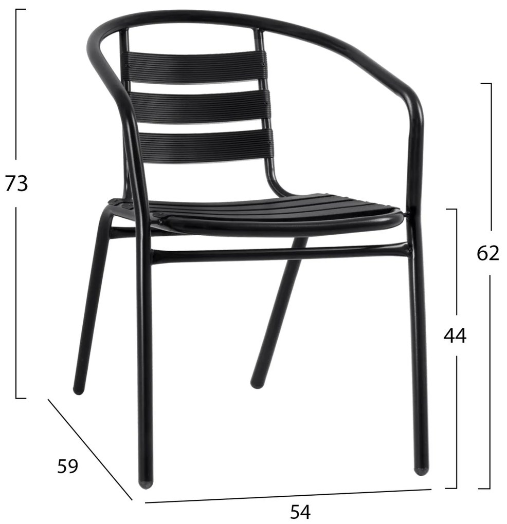 Σετ Τραπεζαρίας Κήπου ADAM C21220 5τεμ. Μεταλλικές Καρέκλες & Τραπέζι Μαύρο 110x60εκ. 110x60x71 εκ.