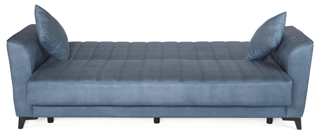 Καναπές-κρεβάτι με αποθηκευτικό χώρο τριθέσιος Anna γκρι-μπλε ύφασμα 227x85x97