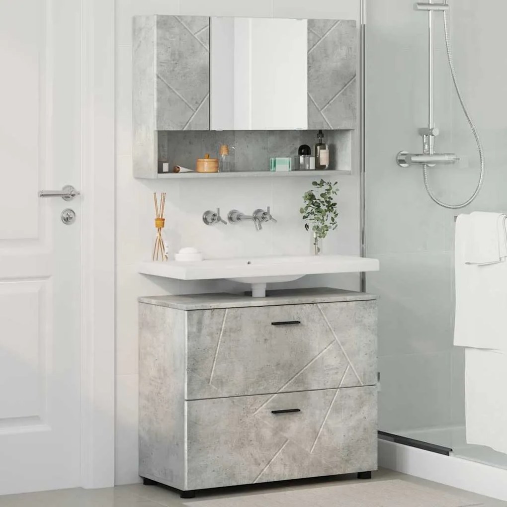 vidaXL Σετ Επίπλων Μπάνιου 2 pcs Γκρι σκυροδέματος 76,5 x 35 x 64 εκ