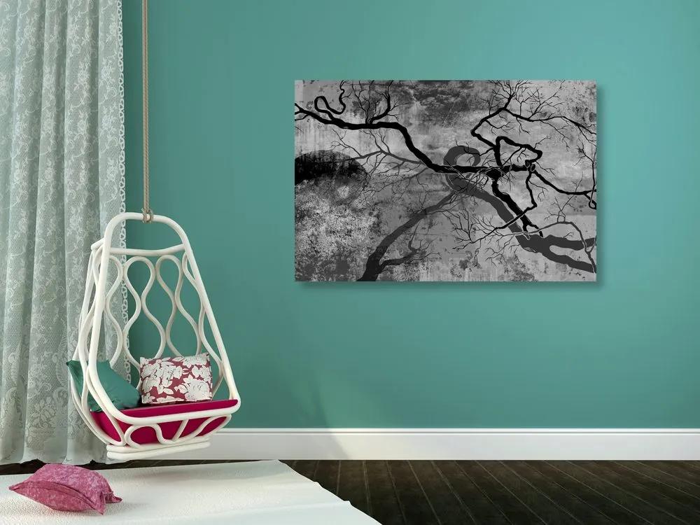 Εικόνα σουρεαλιστικών δέντρων σε μαύρο & άσπρο - 60x40