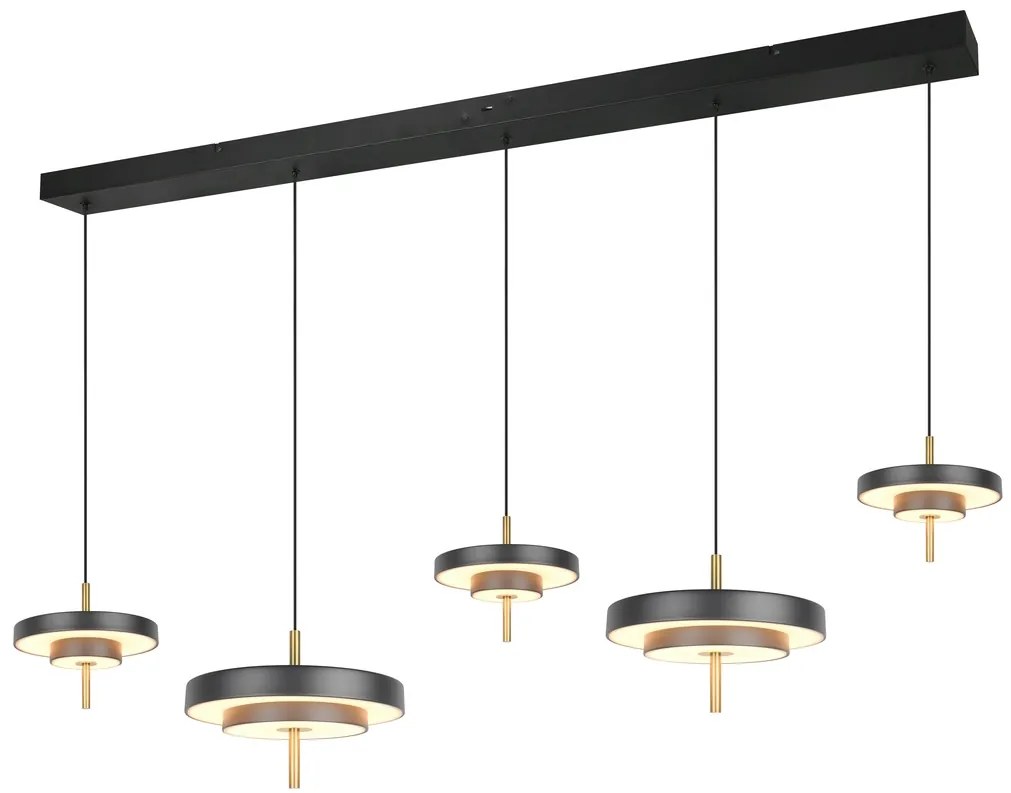 Φωτιστικό Κρεμαστό Trio Lighting KEATON 340210580 Μαύρο Ματ (Black Mat) και Χρυσό Χρώμα (Gold Coloured) 2300+3000+4000K
