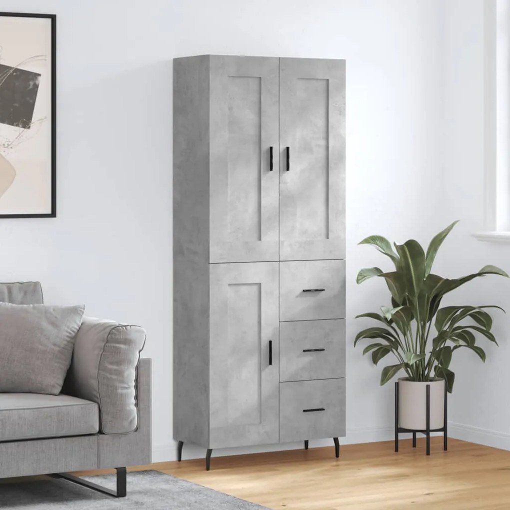 vidaXL Ντουλάπι Γκρι Σκυροδέματος 69,5x34x180 εκ. Επεξεργασμένο Ξύλο