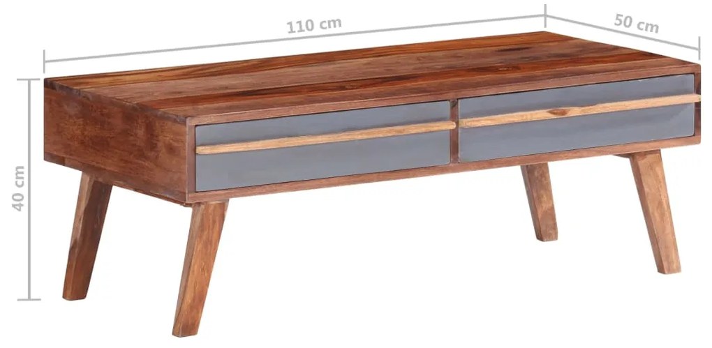 vidaXL Τραπεζάκι Σαλονιού Γκρι 110 x 50 x 40 εκ. από Μασίφ Ξύλο