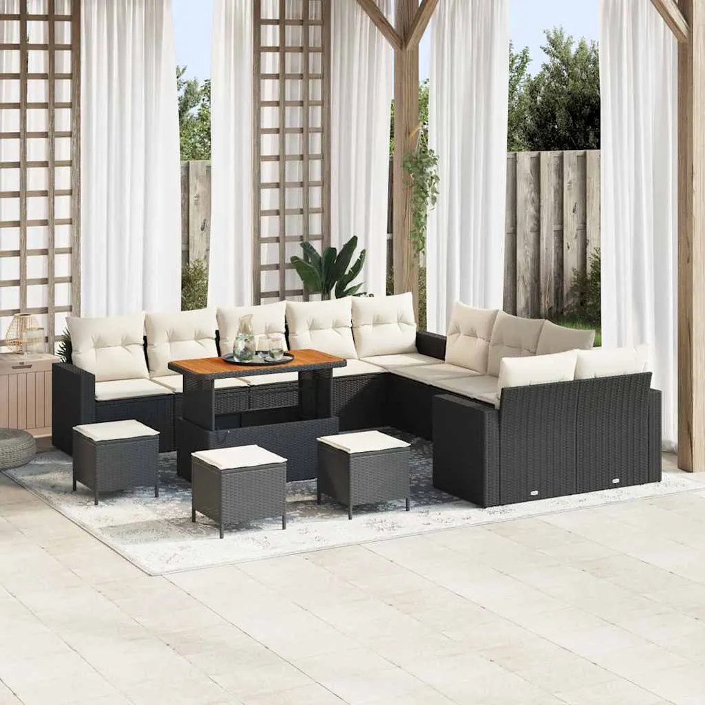 vidaXL Σετ Καναπέ Κήπου 14 pcs Μαύρο συνθετικό ρατάν