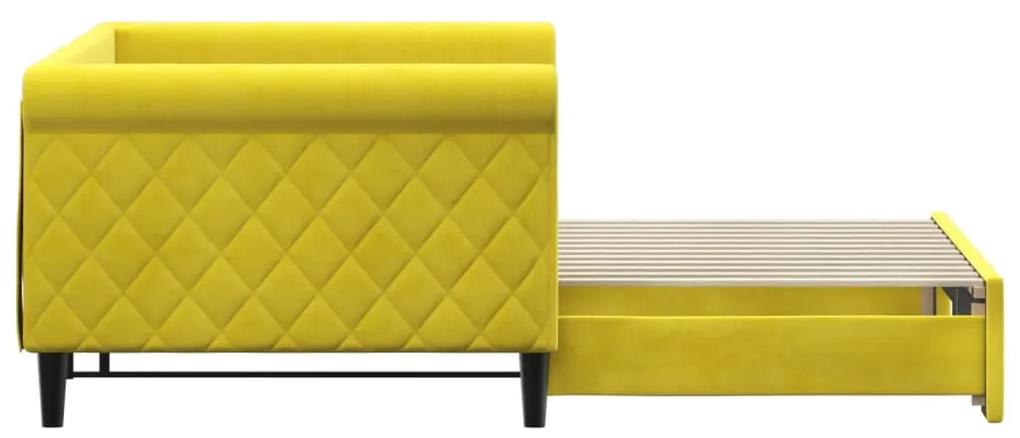 vidaXL Καναπές Κρεβάτι Συρόμενος Κίτρινος 90 x 200 εκ. Βελούδινος