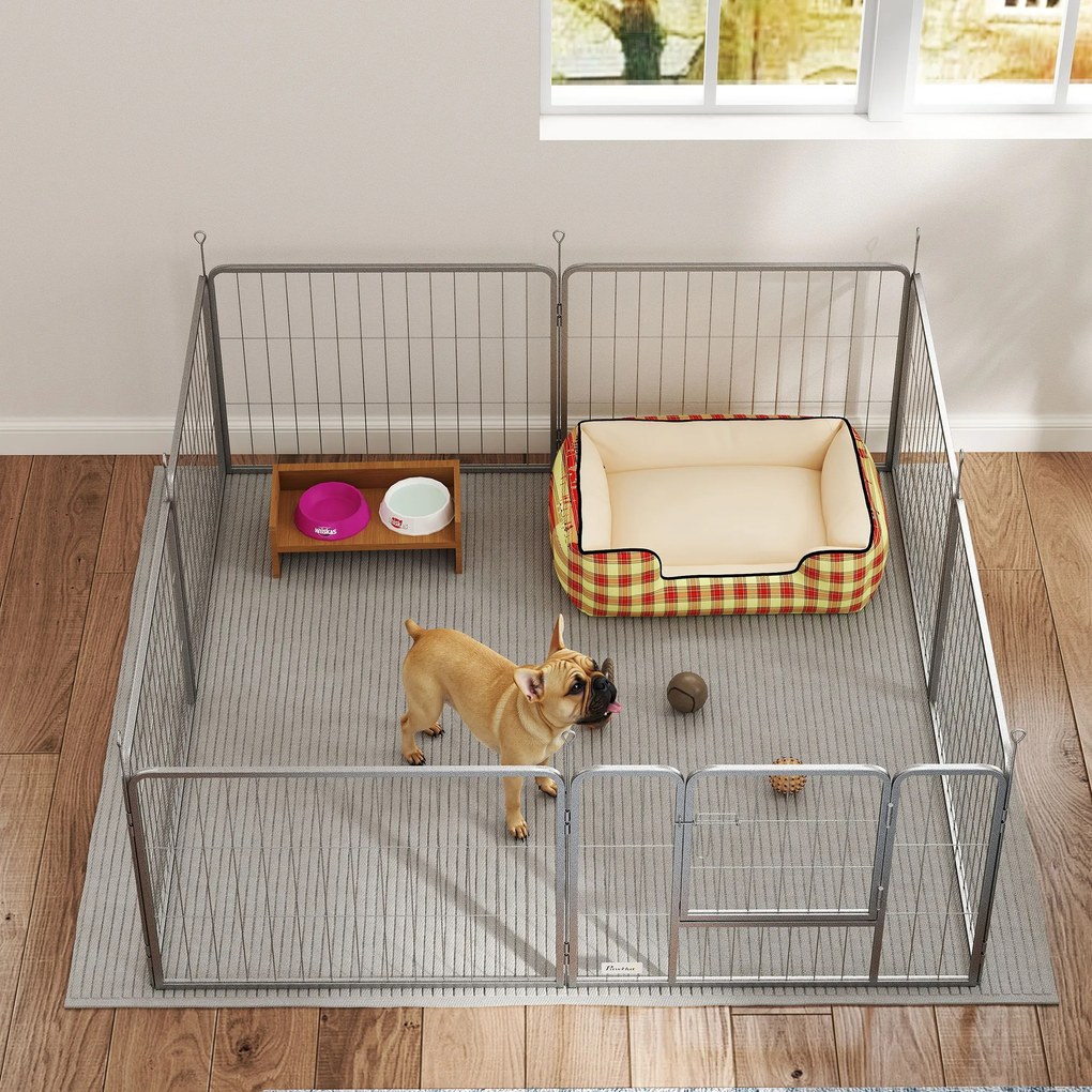 PawHut Περίφραγμα κατοικίδιων, φράχτης σκύλου, παιδική χαρά κατοικίδιων, ευέλικτα προσαρμόσιμο, ανοξείδωτος χάλυβας