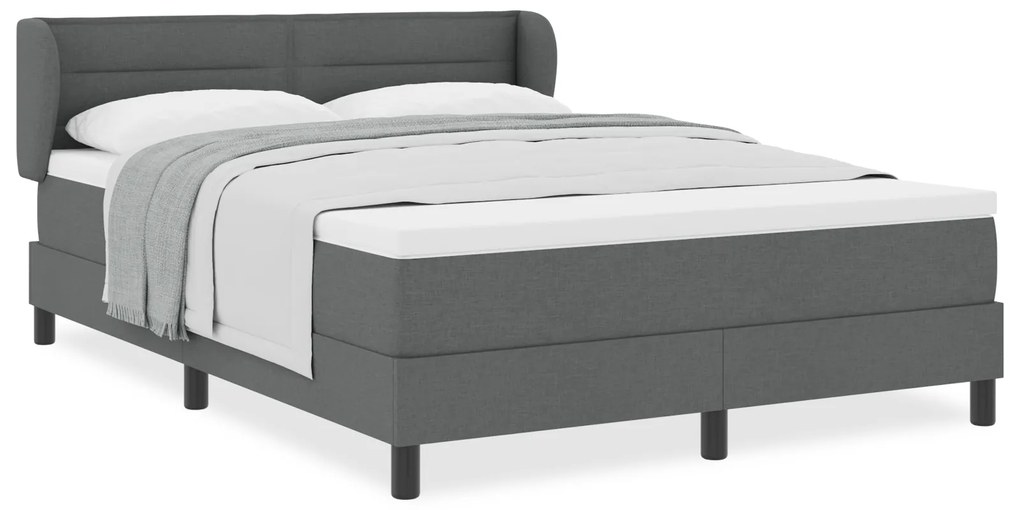 vidaXL Κρεβάτι Box Spring με Στρώμα Σκούρο Γκρι 140x200 εκ. Ύφασμα