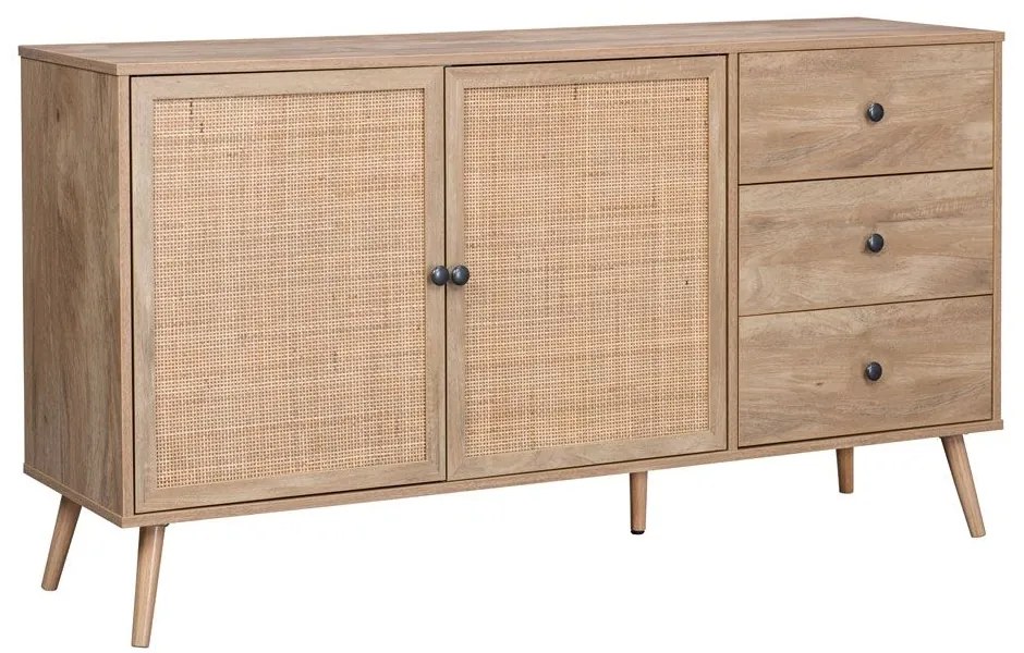 ΜΠΟΥΦΕΣ AMMOS 3ΣΥΡΤΑΡΙΑ ΦΥΣΙΚΟ ΜΕ RATTAN 150x39x79