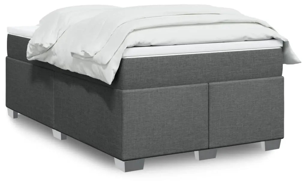 Κρεβάτι Boxspring με Στρώμα Σκούρο Γκρι 120x190 εκ Υφασμάτινο