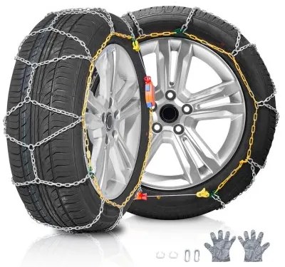 VEVOR Snow Chains Manganese Alloy Steel Traction Tire Chains Silver-Set of 2