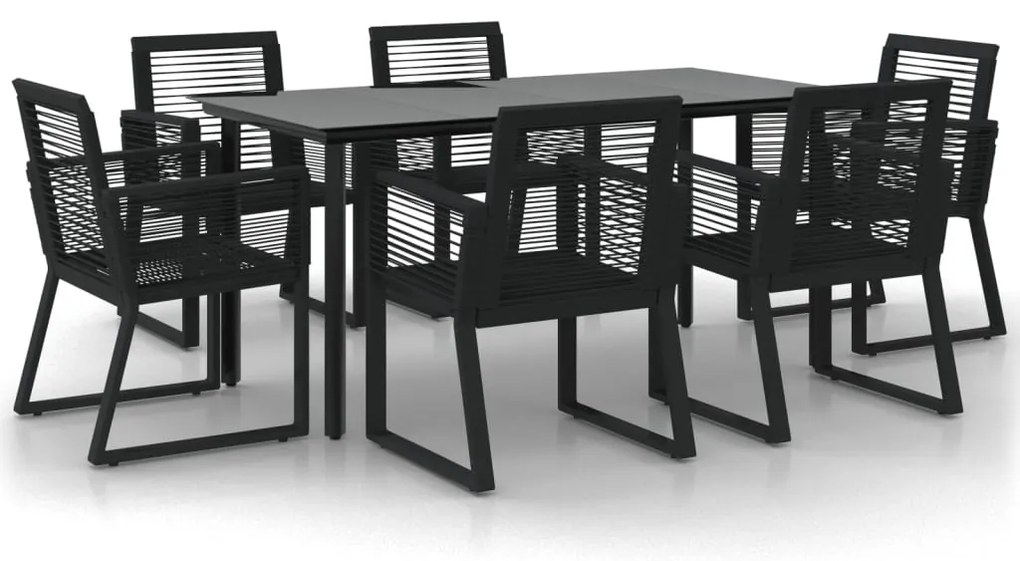 vidaXL Σετ Τραπεζαρίας Κήπου 7 Τεμαχίων Μαύρο από Ρατάν PVC