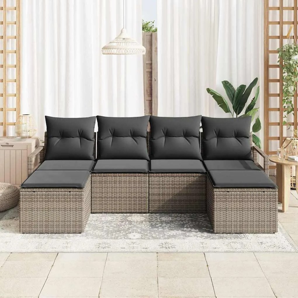 vidaXL Σετ Καναπέ Κήπου 6 pcs Γκρι Πολυ rattan, βαμμένο ατσάλι