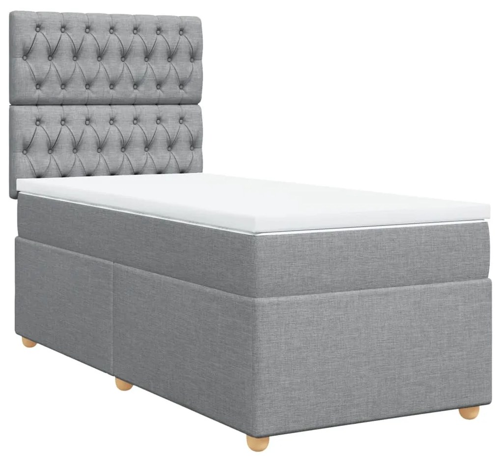 ΚΡΕΒΑΤΙ BOXSPRING ΜΕ ΣΤΡΩΜΑ ΑΝΟΙΧΤΟ ΓΚΡΙ 90X190 ΕΚ. ΥΦΑΣΜΑΤΙΝΟ 3293442