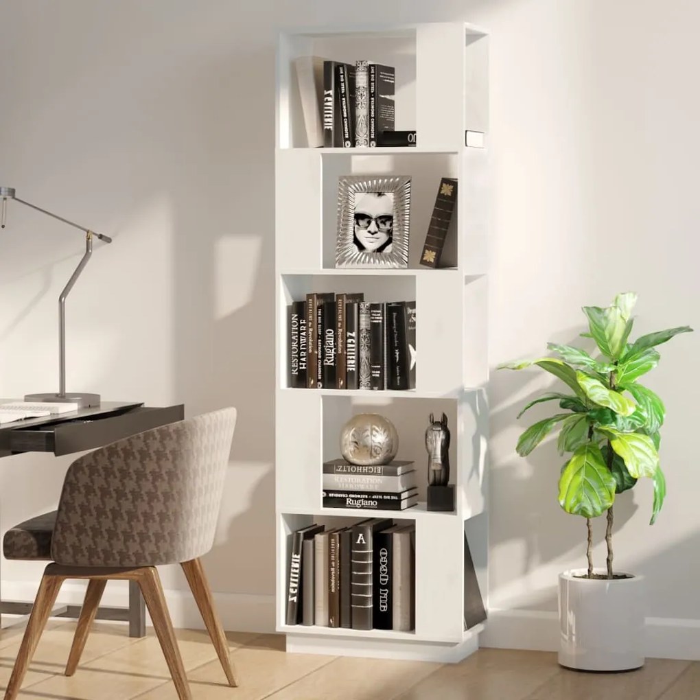 vidaXL Βιβλιοθήκη/Διαχωριστικό Χώρου Λευκό 51x25x163,5 εκ. Μασίφ Πεύκο