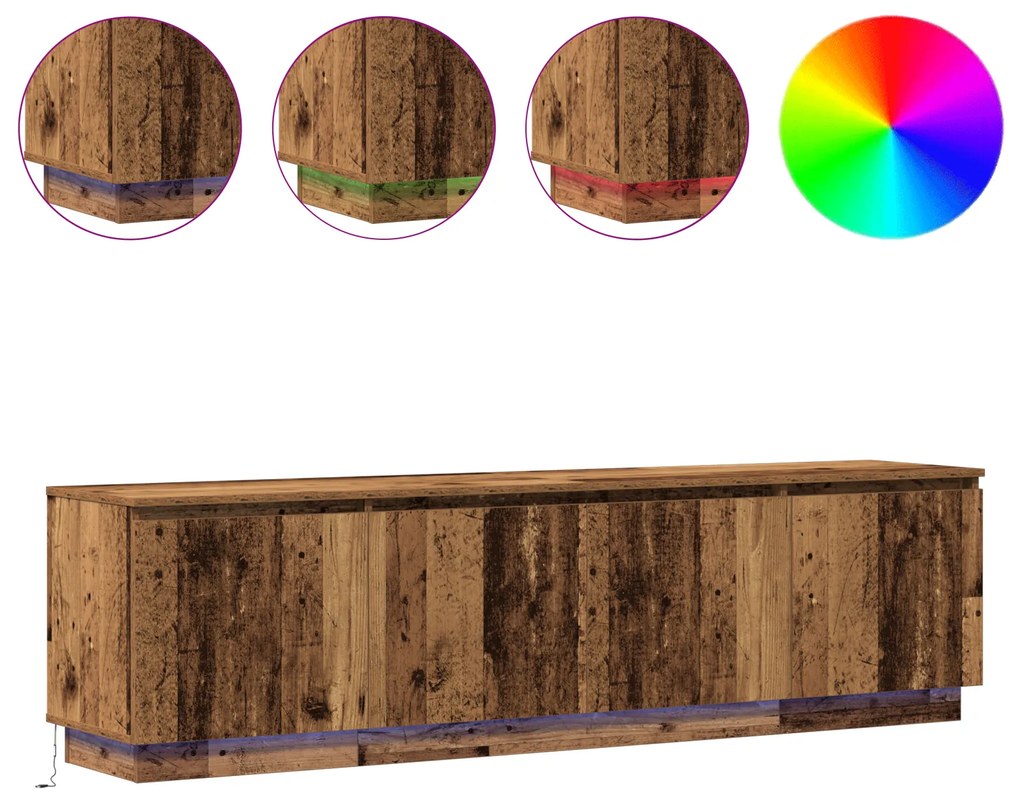 vidaXL Κουτί τηλεόρασης με LED Παλιό Ξύλο 180x38x49 εκ Επεξεργασμένο Ξύλο