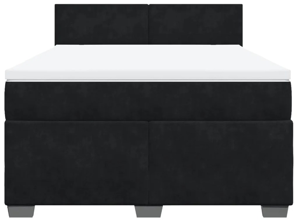 vidaXL Κρεβάτι Boxspring με Στρώμα Μαύρο 140x200 εκ. Βελούδινο