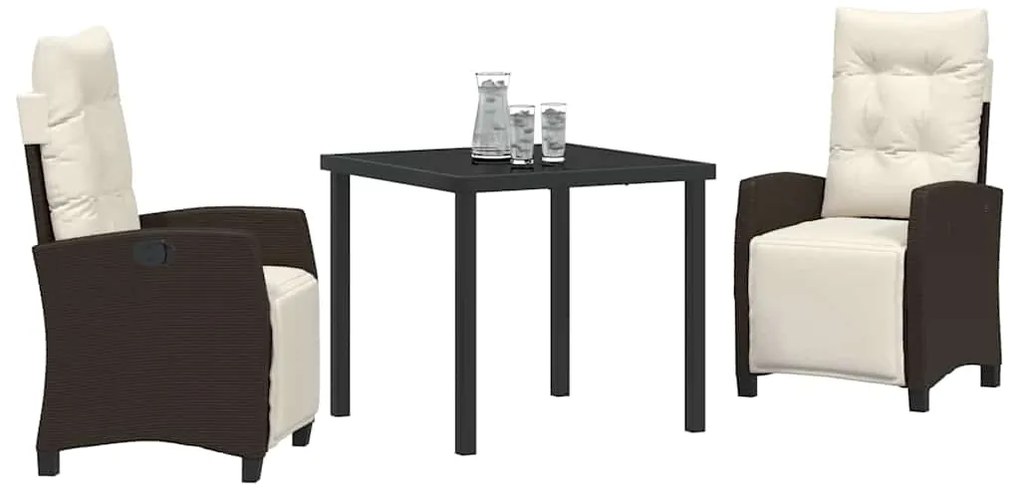vidaXL Σέτ φαγητού για κήπο 3 pcs Καφέ συνθετικό ρατάν