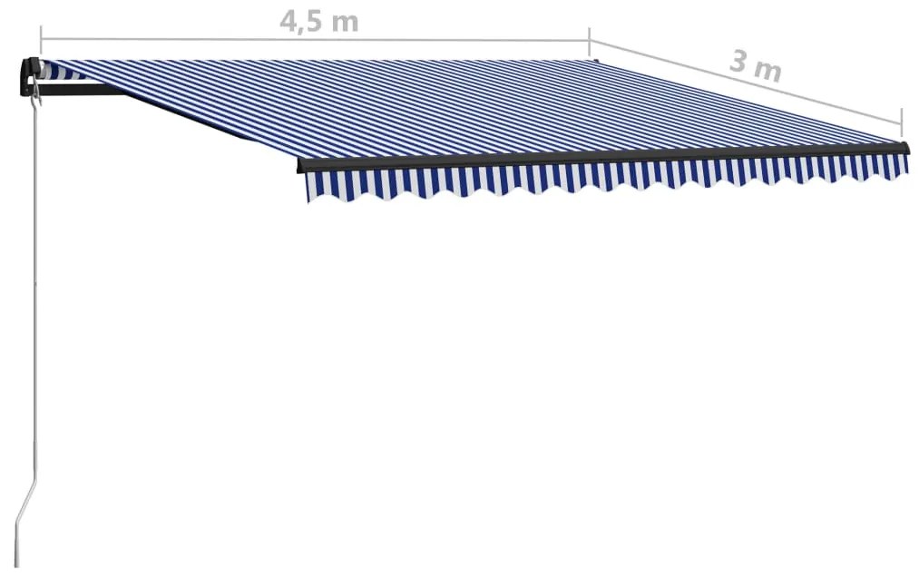 Τέντα Συρόμενη Χειροκίνητη Μπλε / Λευκό 450 x 300 εκ. - Μπλε