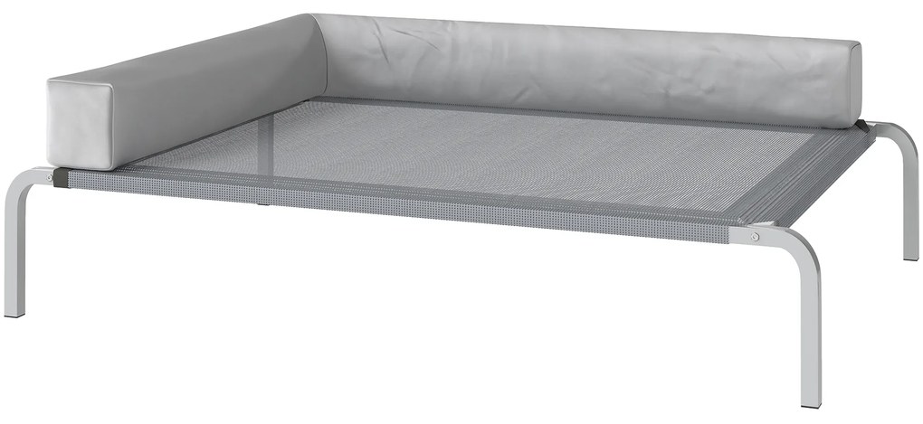 PawHut Υπαίθριο κρεβάτι σκύλου, Υπερυψωμένο κρεβάτι σκύλου για μεσαίους σκύλους, με μαξιλάρι σε σχήμα L 110x75x30cm, Ανοιχτό γκρι