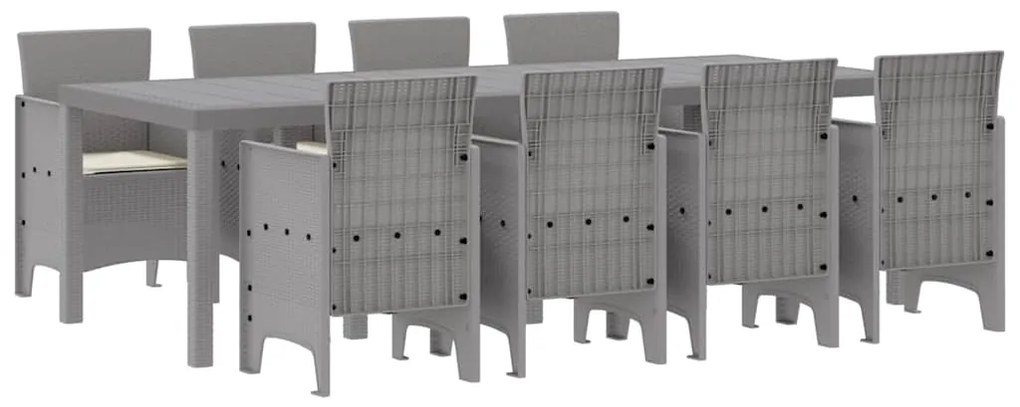 vidaXL Σέτ φαγητού για κήπο 9 pcs Λευκό Rattan Polt