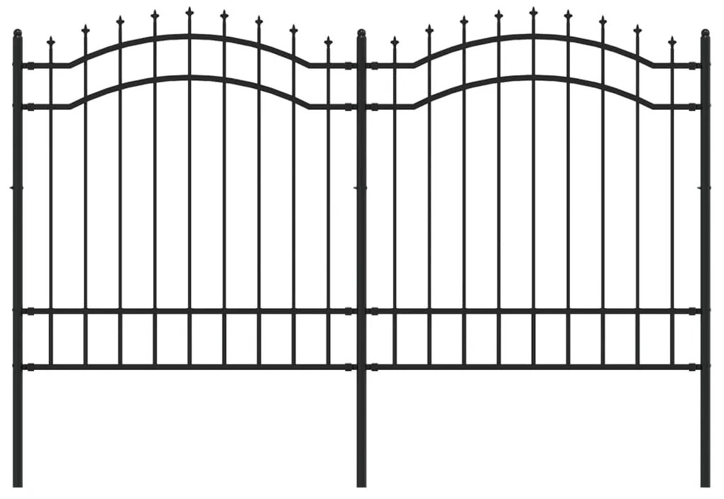 vidaXL Φράχτης με Ακίδες Μαύρος 165 εκ. Ατσάλι Ηλεκτροστ. Βαφή Πούδρας