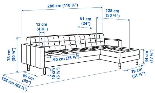 LANDSKRONA καναπές 4 θέσεων με σεζλόνγκ 592.703.54