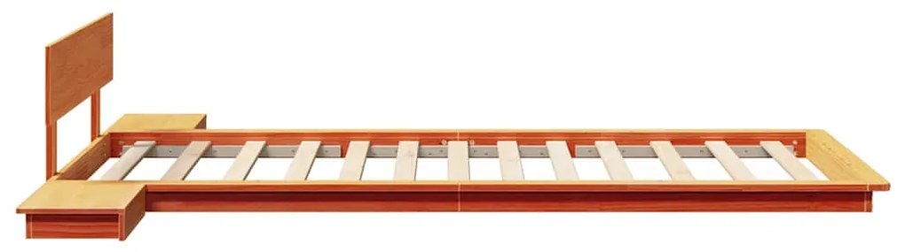 vidaXL Κρεβάτι Πλατφόρμα με Κομοδίνα Καφέ 75x190 εκ. Μασίφ Ξύλο