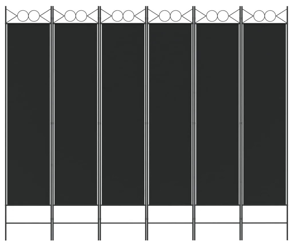 Διαχωριστικό Δωματίου με 6 Πάνελ Μαύρο 240x200 εκ. από Ύφασμα - Μαύρο