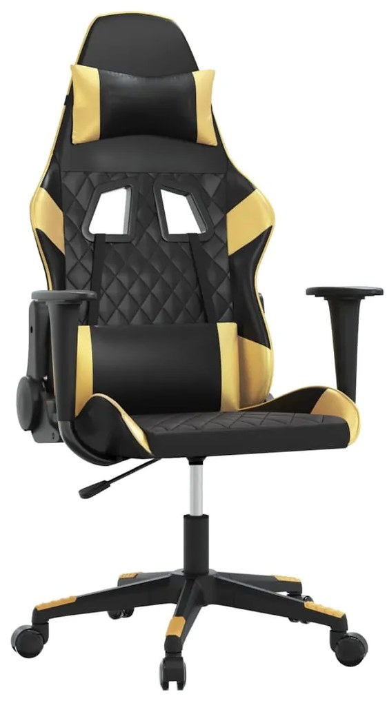 vidaXL Καρέκλα Gaming Μαύρο/Χρυσό από Συνθετικό Δέρμα