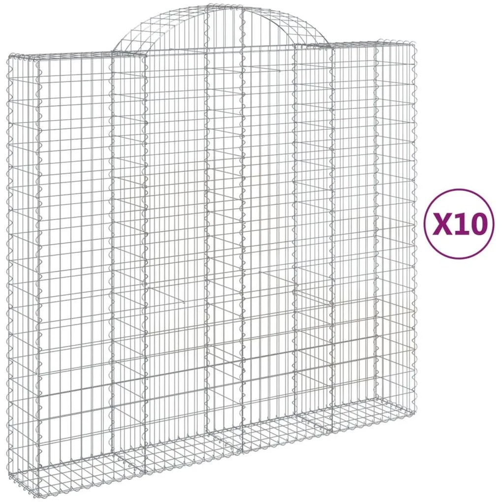 vidaXL Συρματοκιβώτια Τοξωτά 10 τεμ. 200x50x180/200 εκ. Γαλβαν. Ατσάλι