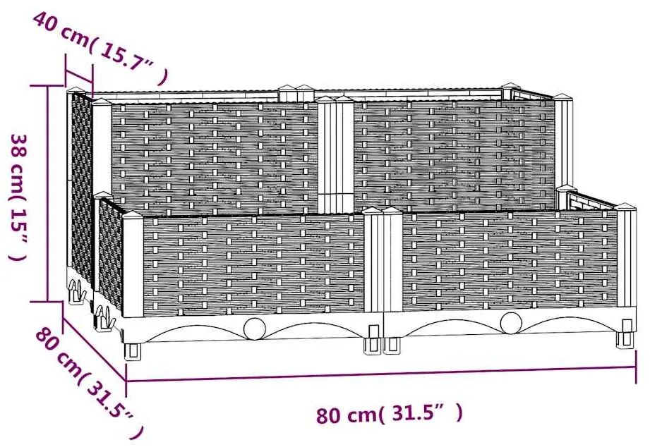vidaXL Ζαρντινιέρα 80 x 80 x 38 εκ. από Πολυπροπυλένιο