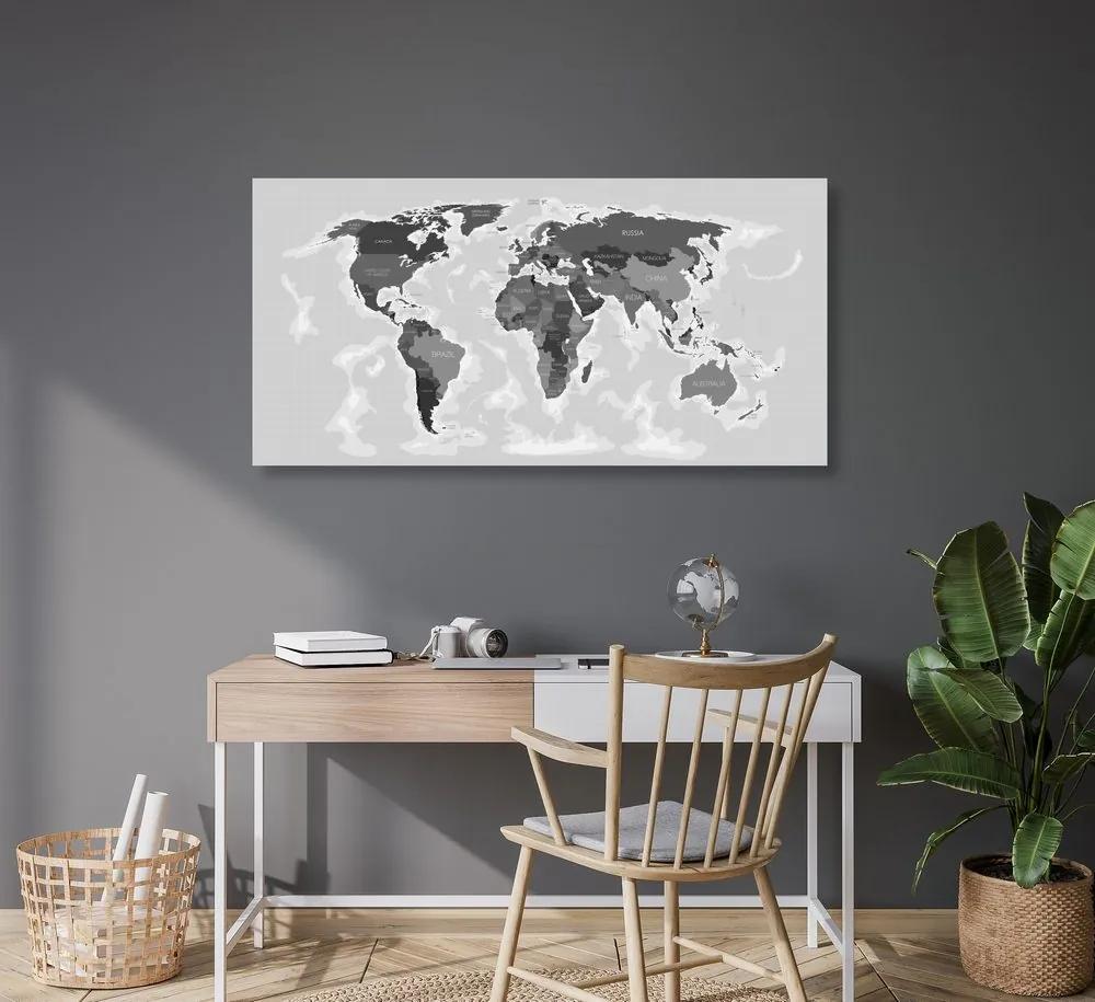 Εικόνα ενός όμορφου χάρτη σε φελλό με μια πινελιά ασπρόμαυρου - 100x50  wooden