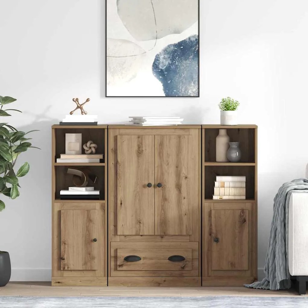 vidaXL Highboard με συρτάρι 3 pcs Artisan Oak Επεξεργασμένο ξύλο