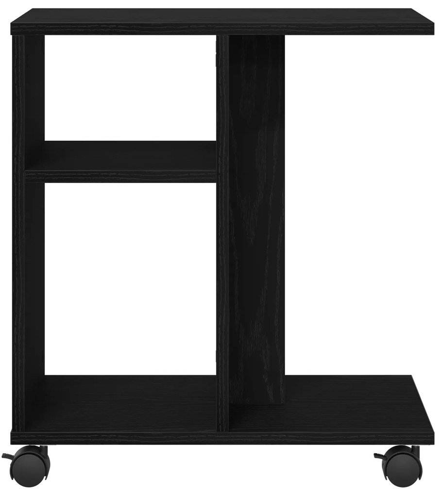 vidaXL Τραπέζι πλευρής με ρόδες, Μαύρο Δρυ, 50x30x55 εκ. από επεξεργασμένο ξύλο