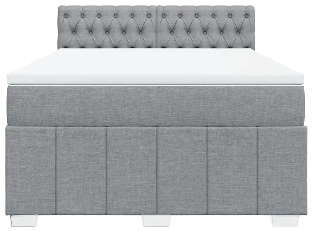 vidaXL Κρεβάτι Boxspring με Στρώμα Ανοιχτό Γκρι 140x200 εκ. Υφασμάτινο