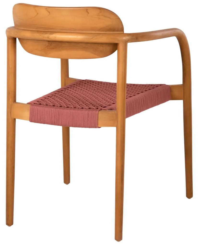 Πολυθρόνα OSLO Ξύλο Teak Φυσικό και Σχοινί Ρόζ 55x54x80Yεκ. 55x54x80 εκ.