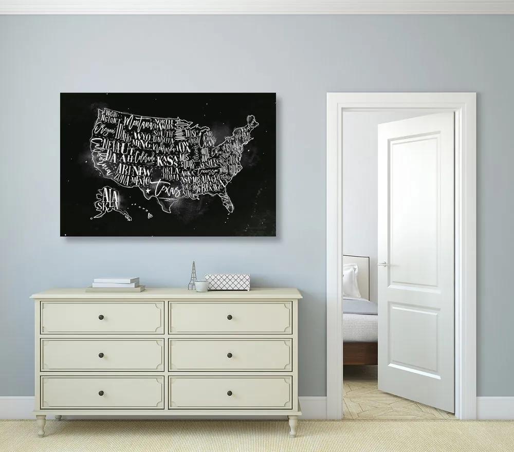 Εικόνα στον εκπαιδευτικό χάρτη των ΗΠΑ από φελλό με μεμονωμένες πολιτείες - 120x80  flags