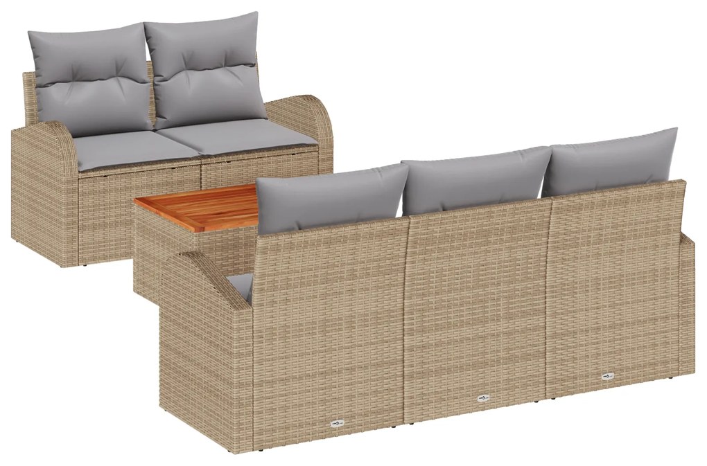 vidaXL Σαλονάκι Κήπου 6 pcs Beige, ανοιχτό γκρι Μεσαίο