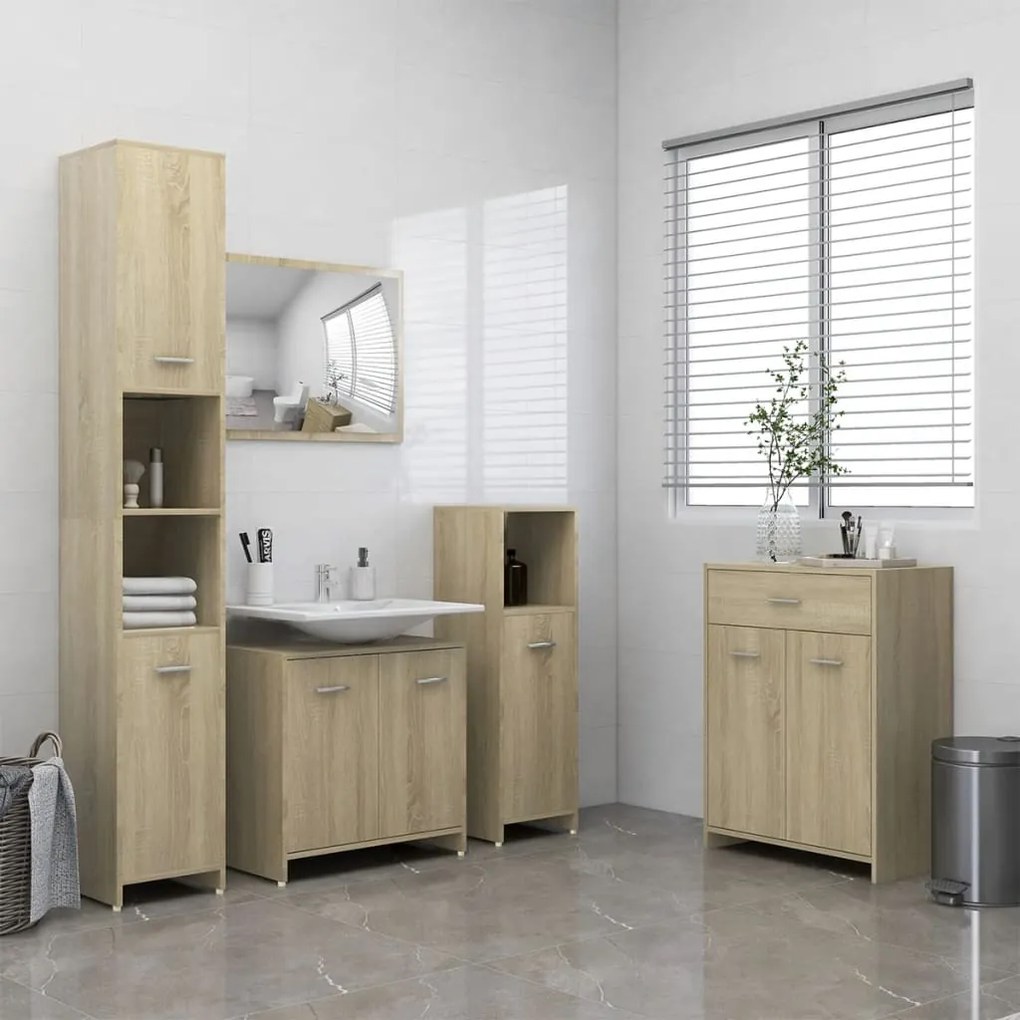 vidaXL Σετ Επίπλων Μπάνιου 4 Τεμαχίων Sonoma Δρυς